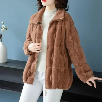 Верхнее свободное двустороннее толстое пальто модное пальто верхняя одежда женское осенне-зимнее пальто женская новая норковая бархатная короткая куртка