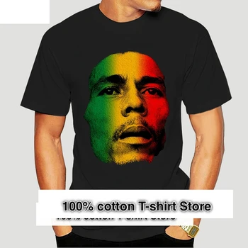 Брендовая Хлопчатобумажная мужская одежда Мужская Приталенная футболка Bob Marley Face Rasta Трехцветная Мужская Черная футболка для взрослых 1102A