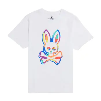 Новый топ Psycho Bunny для мужчин и женщин 2023 года, базовая хлопковая футболка. Летняя модная повседневная футболка с короткими рукавами и круглым вырезом.