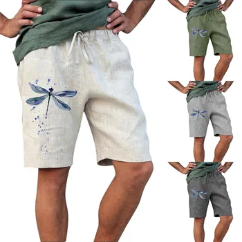 Мужские модные повседневные летние шорты с принтом и карманом на шнурке.