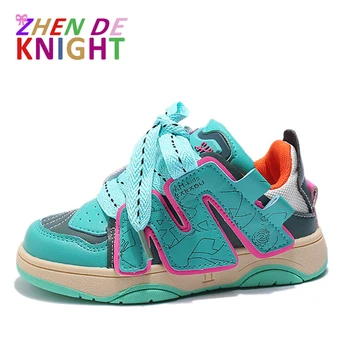 Осенние новые модные детские кроссовки с надписью 2023, повседневные кроссовки на шнуровке для мальчиков и девочек, детская обувь
