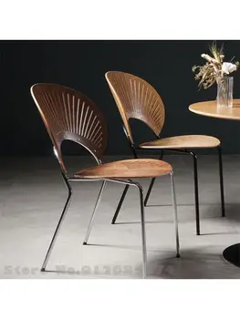 Легкий роскошный обеденный стул из цельного дерева домашний минималистичный современный датский стул в виде ракушки сетчатый красный стул для макияжа спинка стула с гребешком