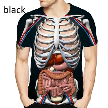 Обучающая дополненная реальность для анатомии с 3D принтом, короткий рукав, круглый вырез, аниме, забавная мужская футболка на Хэллоуин