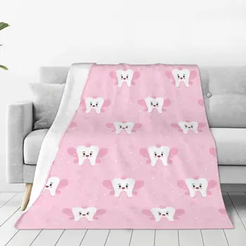 Милые Зубастые Розовые повседневные одеяла с защитой от пиллинга, Бархатное украшение, Многофункциональное легкое Тонкое одеяло для дома, автомобильное одеяло