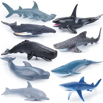Моделирование Морской жизни Фигурки китов, Акулы, Кашалота, Фигурки морских животных, модель Дельфина, Обучающие игрушки-молоты