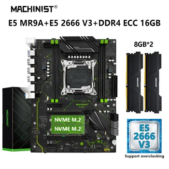 MACHINIST X99 Комплект материнской платы Xeon E5 2666 V3 процессор CPU Set LGA 2011-3 16GB DDR4 ECC RAM Memory Combo 2 × NVME M.2 USB3.0 MR9A