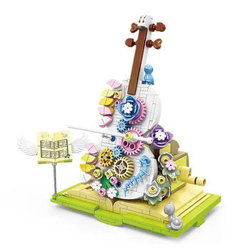 2023 Город Творчества Цветы Модель Скрипки Мини Строительные Блоки Кирпичи Игрушки в подарок