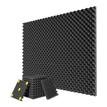 12 Упаковок акустической пенопластовой панели с высокой плотностью огнестойкой акустической пены, акустическая плата быстрого восстановления, 1 дюйм X 12 дюймов X 12 дюймов, черная