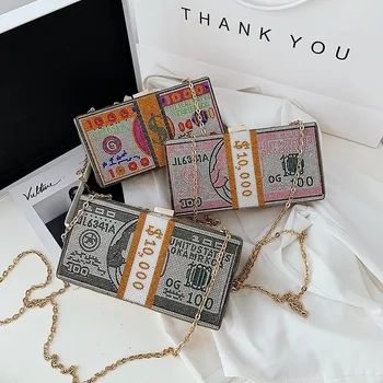 Новые хрустальные сумки для денег в долларах США, роскошные вечерние сумки с бриллиантами, сумочки для вечеринок, клатчи для свадебных ужинов, кошельки и сумочки