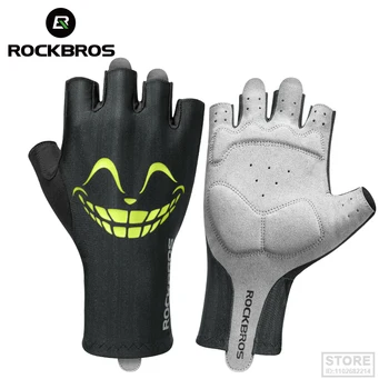 Велосипедные перчатки ROCKBROS, Летние Велосипедные Перчатки на полпальца, Противоударные Нескользящие перчатки без пальцев, Велосипедные Дышащие Дорожные перчатки MTB
