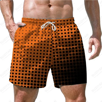 Горячие продажи новых мужских шорт и пляжных штанов летом 2023 года, мужские шорты в клетку с 3D принтом в гавайском пляжном стиле в клетку