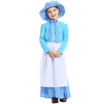 Костюм американской девочки-пионерки на Хэллоуин, детский калифорнийский костюм, платье принцессы-подростка из колониальной деревни старых времен