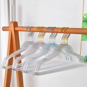 10шт Прозрачных пластиковых вешалок, Нескользящие акриловые вешалки для одежды, вешалки с блестками, организация шкафа, Компактные вешалки