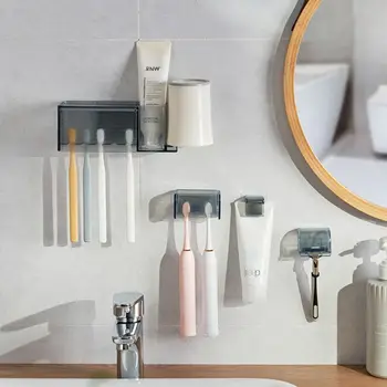 Многофункциональная подставка для хранения зубных щеток, Серые держатели для зубных щеток, инструмент для хранения зубных щеток, органайзер для ванной комнаты