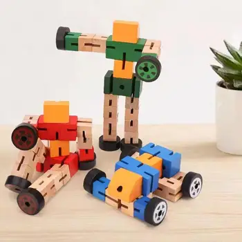 Деревянные блоки робота Robo time Rokr, Креативные Деревянные игрушки-головоломки 