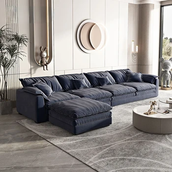 минималистичная комбинация диванов для трех и четырех человек, легкий роскошный тканевый диван, квартира размером с гостиную, фланелевый диван, современная мебель