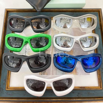 Новые спортивные солнцезащитные очки Y2K в стиле панк, женские дизайнерские квадратные очки, мужские солнцезащитные очки люксового бренда Uv400, красочные зеркальные модные очки