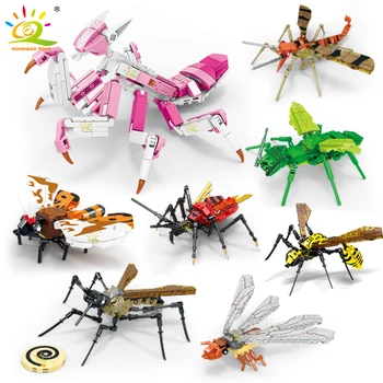 Идеи Мир насекомых, орхидея, модель богомола, строительные блоки, талия от комаров, пчелиная моль, кубики MOC, игрушки для создания подарков для детей