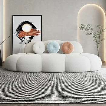 Облачные диваны Дизайн гостиной квартиры с белым полом, диваны-пуфы для гостиной, столовая на 3 места, Европейская мебель для дома Muebles