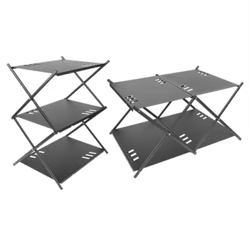 Переносная полка для хранения на открытом воздухе для кемпинга, стол для пикника из многослойного алюминиевого сплава