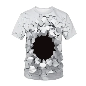 Мужская геометрическая танцевальная футболка с 3D-принтом, Повседневная футболка с красивыми узорами, короткие рукава в стиле хип-хоп Харадзюку, Топы в стиле Уличного ретро